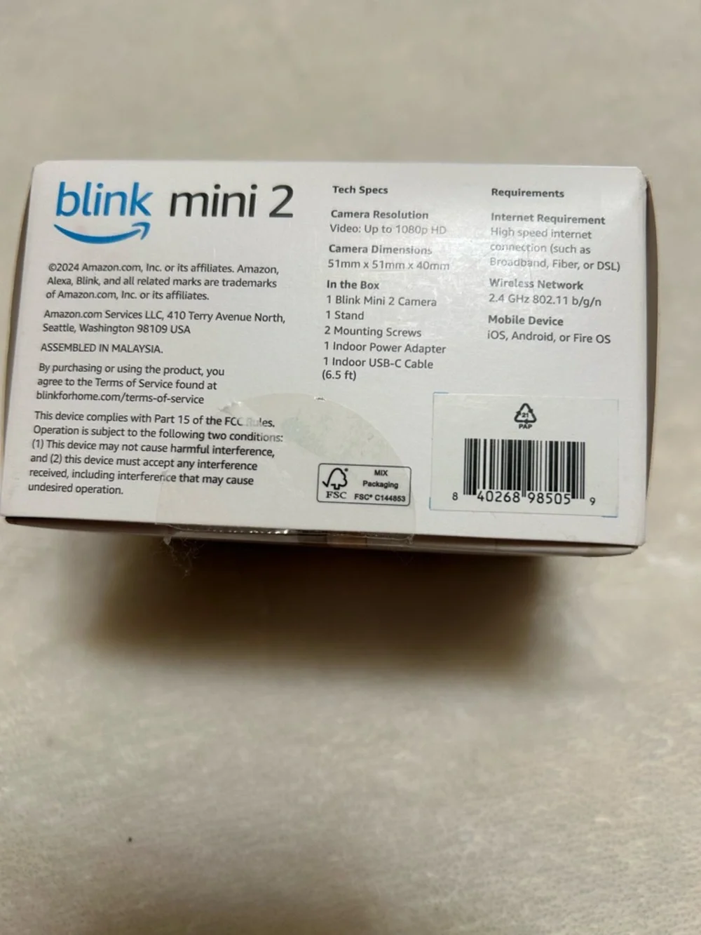 Blink Mini 2 Indoor/Outdoor Smart Security Camera - Black (Never used)